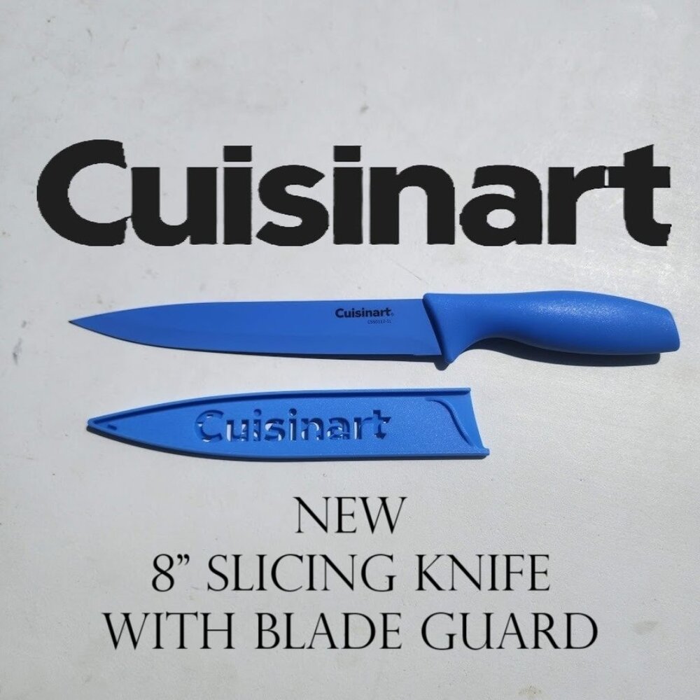 NEW Cuisinart 8" Slicing Knife Kitchen Tools Blue Knife with Blade Guard